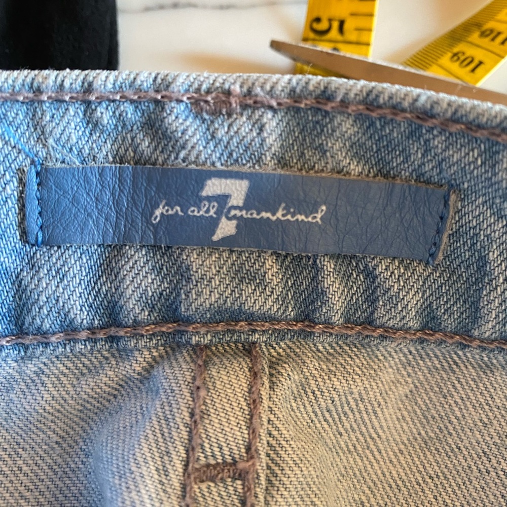 7 FOR ALL MANKIND denim jean midi skirt light-wash front slit size 24 - Picture 9 of 9